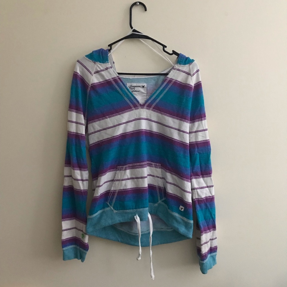 American eagle blue/striped hoodie